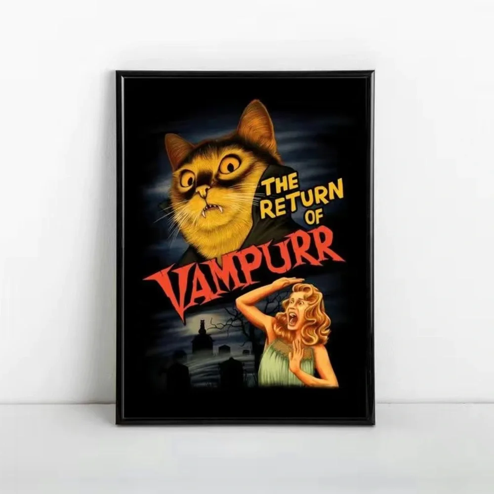 1 Pc Art Canvas Print Vampire Cat “The Return Of Vampurr” 11.8x16.5inch Frameles